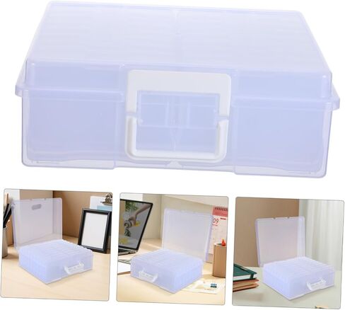 Sewroro Photo Storage Box with 18 Inner Dividers, Plastic Photo Organizer Container for 4"x6" Pictures and Cards, Portable Storage Bin with Handle for Photography and Small Items in Kuwait