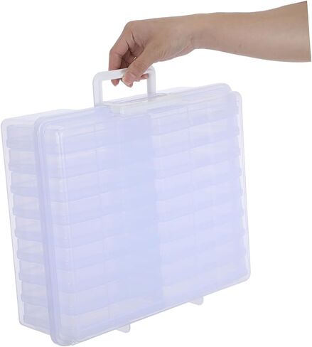 Lurrose Photo Storage Box with 18 Inner Plastic Organizers Portable Photo Storage Container for 4" X 6" Pictures for Travel and Home Use in Kuwait