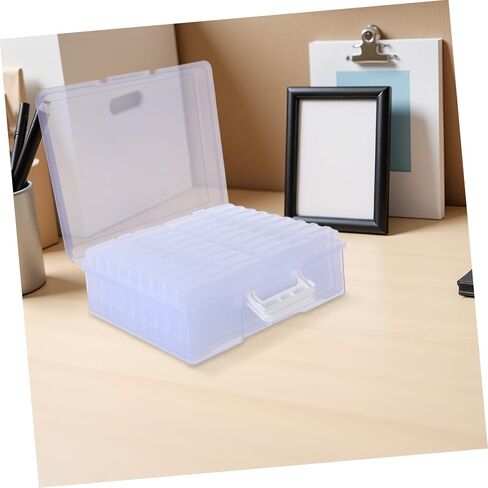 Lurrose Photo Storage Box with 18 Inner Plastic Organizers Portable Photo Storage Container for 4" X 6" Pictures for Travel and Home Use in Kuwait