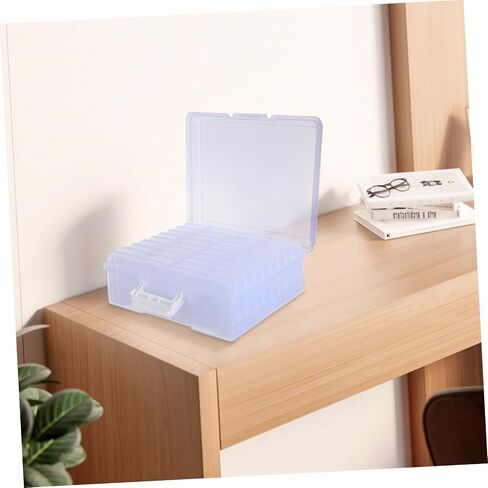 Lurrose Photo Storage Box with 18 Inner Plastic Organizers Portable Photo Storage Container for 4" X 6" Pictures for Travel and Home Use in Kuwait