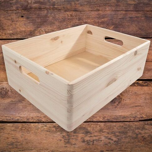 Natural Wood Storage Organizer Box, 6-Compartment Wooden Tray with Handles, Rustic Desktop Organizer for Office Home Kitchen Bathroom, Unfinished Wood Craft Container in Kuwait