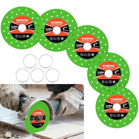 BURMONG 5PCS 4.5"(115 * 22.23mm) Glass Cutting Disc for Angle Grinder, Rock Slab Grinding Disc Diamond Cutter Saw Blade, Ultra-Thin Cutting Grinding for Marble Granite Porcelain Tile Glass in Kuwait