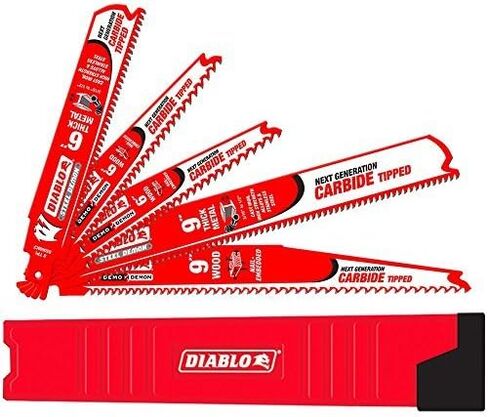 Diablo Steel Demon/Demo Demon Reciprocating Saw Blade Set, Cuts Nail-Embedded Wood & Thick Metal - Carbide Teeth, 6"/9" Lengths, 5-Pieces Blade Variety Pack - DS005SC in Kuwait