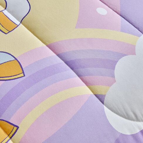 4 Pieces Toddler Bedding Set for Girls Purple Unicorn Toddler Bed Set - Cartoon Stars Rainbow Print Cute Princess Bed in a Bag - 1 Baby Comforter 1 Fitted Sheet 1 Flat Sheet 1 Pillowcase in Kuwait