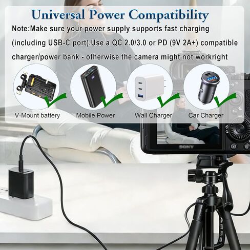 NP-FZ100 Coupler Dummy Battery to USB Type-C Power Adapter Cable for Sony Alpha A7 III A7 IV A7R III A7R IV A7C A1 FX3 A6600 A6700 Camera in Kuwait