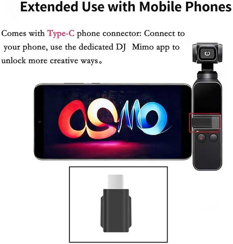 IIIZ USB-C Adapter for DJI Pocket 2/Osmo Pocket Linking for Smartphones | for iPhone 17/Air/16/15 Galaxy S26/S25/S24 & Android, Plug & Play, Stable Transmission, Unlock Creative Ways for Pocket 2 in Kuwait