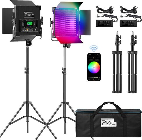 Pixel RGB Photography Lighting Kit, P45 Video Light 50W Professional LED Studio Lights, 2600K-10000K Dimmable Photo Lights for Filming Camera Video Recording Stage Shooting Streaming YouTube TikTok in Kuwait