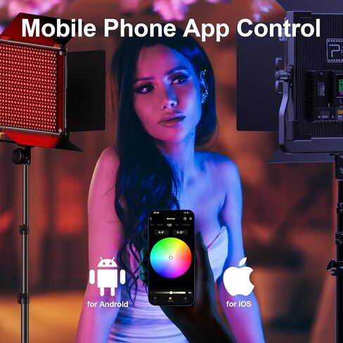 Pixel RGB Photography Lighting Kit, P45 Video Light 50W Professional LED Studio Lights, 2600K-10000K Dimmable Photo Lights for Filming Camera Video Recording Stage Shooting Streaming YouTube TikTok in Kuwait