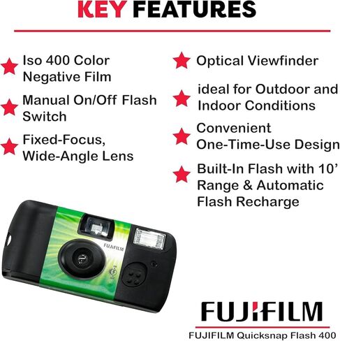 Fujifilm QuickSnap Flash 400 One-Time-Use Camera with Cap Keeper... (20 Pack (QuickSnap)) in Kuwait