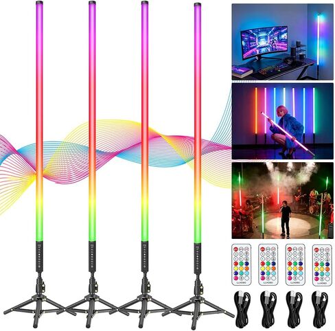 4 Pack DJ Tube Lights 4ft Battery Powered Light Bar 120cm Handheld LED DJ Lights with Stand, Music Sync, 500 Vivid Effects, Portable Stick Lights for Concer Neon Parties Stage Lighting Photography in Saudi Arabia