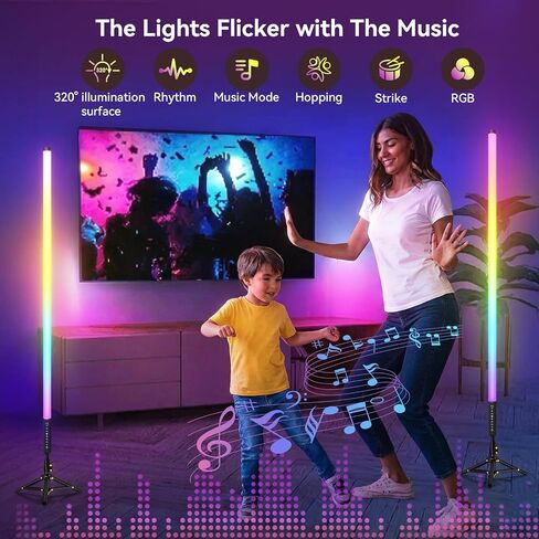 4 Pack DJ Tube Lights 4ft Battery Powered Light Bar 120cm Handheld LED DJ Lights with Stand, Music Sync, 500 Vivid Effects, Portable Stick Lights for Concer Neon Parties Stage Lighting Photography in Saudi Arabia
