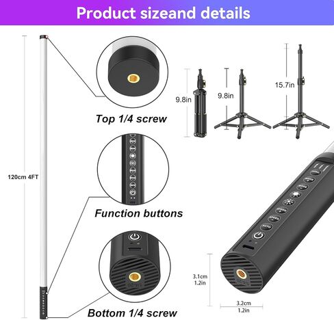 4 Pack DJ Tube Lights 4ft Battery Powered Light Bar 120cm Handheld LED DJ Lights with Stand, Music Sync, 500 Vivid Effects, Portable Stick Lights for Concer Neon Parties Stage Lighting Photography in Saudi Arabia