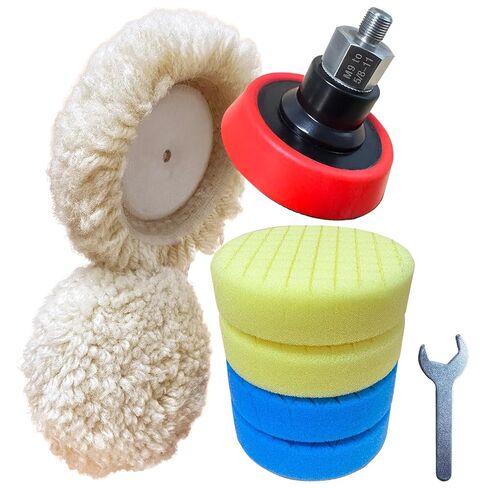 Buffing Polishing Kit for Milwaukee M12 Polisher/Sander,Includes M9 to 5/8-11 Adapter, 3" Backing Pad, Sponge and Wool Buffing Pads（9 Pcs） in Kuwait