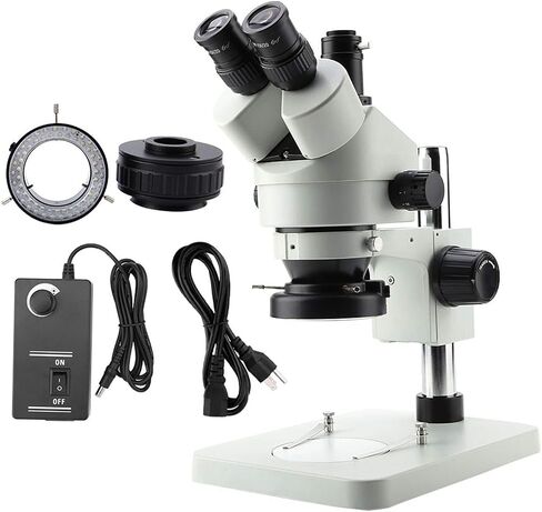 CHICIRIS Trinocular Stereo Microscope, Optical System with 3.5X 90x Magnification and 360 Degree Rotation, for Electronics Jewelry Archaeology Biology Teaching (US Plug 110V) in Kuwait