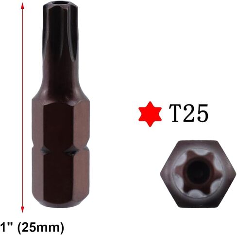 Antrader 12Pcs 1/4" Hex Shank T25 Magnetic Torx Head Screwdriver Bits | 25mm Long,S2 Alloy Steel Construction in Kuwait