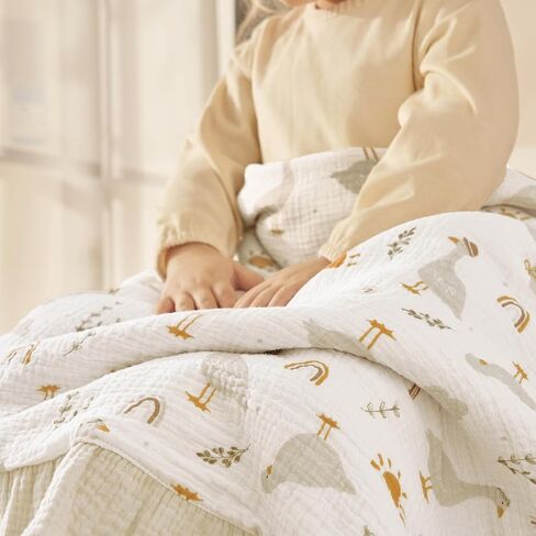 david's kids 100% Muslin Cotton Flounce Baby Blanket for Boy Girl, 47" x47' | Large Size, Ultra Soft Crib Swaddle Blankets, Reversible Design & Breathable Nursery Bedding for Newborns Toddlers, Goose in Saudi Arabia