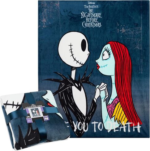 Disney Nightmare Before Christmas Blanket Fleece 59x51" Soft Bed Throw Sofa Couch Flannel Throw, Room Decor, Cozy, Warm Festive Gifts for Kids (Black/White) in Kuwait