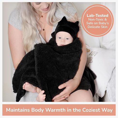 Sherpa Fleece Goth Bat Baby Swaddle Blanket Gift Set with Milestone Stickers, Bat Hat & Wings, Crib Size in Kuwait