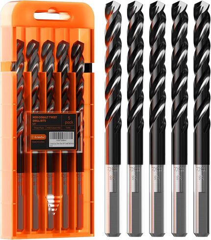 Crosstar M35 Cobalt Drill Bit Set for Hardened Metal & Stainless Steel - 21pcs Titanium Aluminum Nitride Coated (TiAlN), Three-Flute Design, 1/16"-1/2" Metal Drill Bits in Kuwait