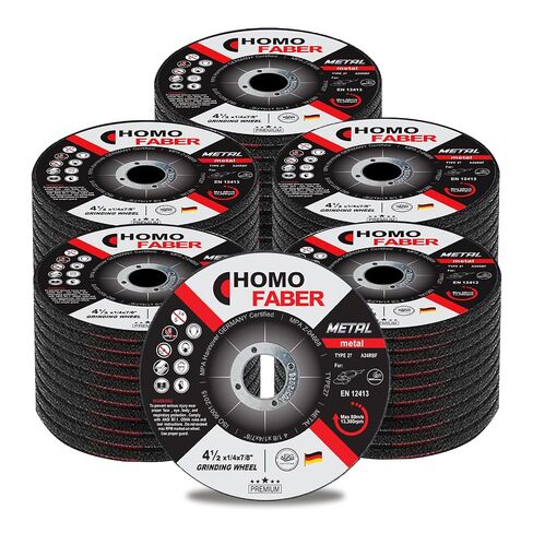 HOMO FABER 25 Pack Grinding Wheels 4 1/2 Inch, Angle Grinder Disc | 4 1/2'' Grinding Wheels, Grinding Disc, 1/4" Thick, 7/8'' Arbor Depressed Center Grinder Wheel for Metal & Steel Grinding in Kuwait