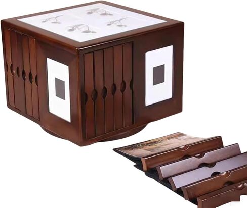 6x4 Inch Wooden Photo Frame Box, Rotating Base Photo Storage Cube Box, Holds 400 Photos, Decorative Album Organizer for Home Decor Wedding Memento Gifts in Kuwait