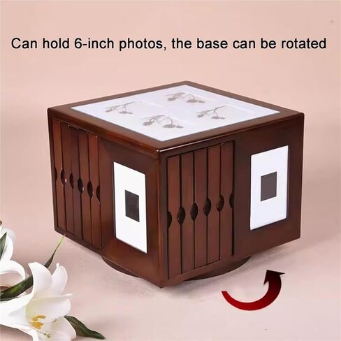 6x4 Inch Wooden Photo Frame Box, Rotating Base Photo Storage Cube Box, Holds 400 Photos, Decorative Album Organizer for Home Decor Wedding Memento Gifts in Kuwait
