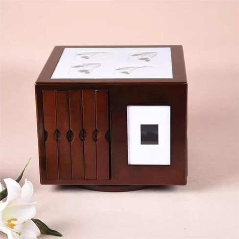 6x4 Inch Wooden Photo Frame Box, Rotating Base Photo Storage Cube Box, Holds 400 Photos, Decorative Album Organizer for Home Decor Wedding Memento Gifts in Kuwait