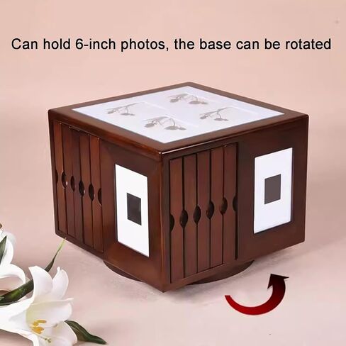 COYEUX Wooden Rotating Album Box, 400 Photos Large Capacity Album Storage Box, with Swivel Base, 6x4 Inch Photo Frame Insert Cube Boxes, for Anniversary, Wedding, Birthday, Valentine in Kuwait