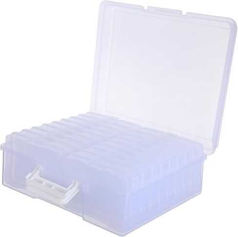 PRETYZOOM Photo Storage Box with 18 Inner Dividers Plastic Organizer Case for 4" X 6" Photos Suitable for Craft and Card Organization in Kuwait