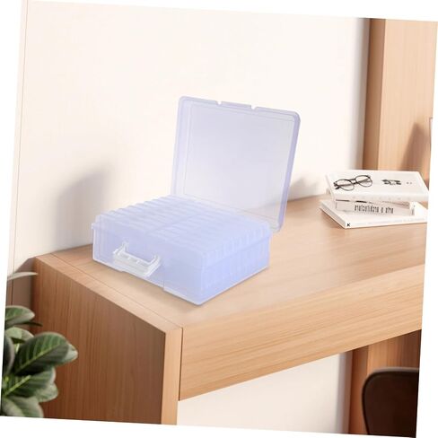 PRETYZOOM Photo Storage Box with 18 Inner Dividers Plastic Organizer Case for 4" X 6" Photos Suitable for Craft and Card Organization in Kuwait