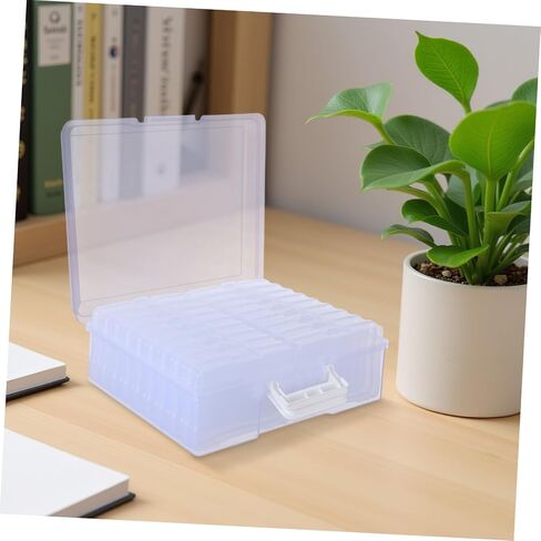 PRETYZOOM Photo Storage Box with 18 Inner Dividers Plastic Organizer Case for 4" X 6" Photos Suitable for Craft and Card Organization in Kuwait