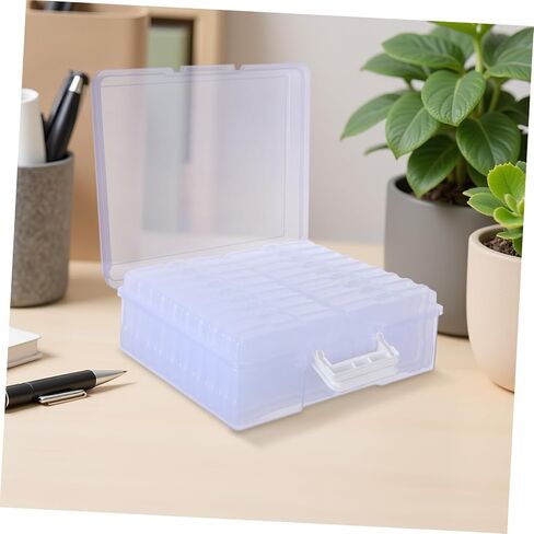 PRETYZOOM Photo Storage Box with 18 Inner Dividers Plastic Organizer Case for 4" X 6" Photos Suitable for Craft and Card Organization in Kuwait