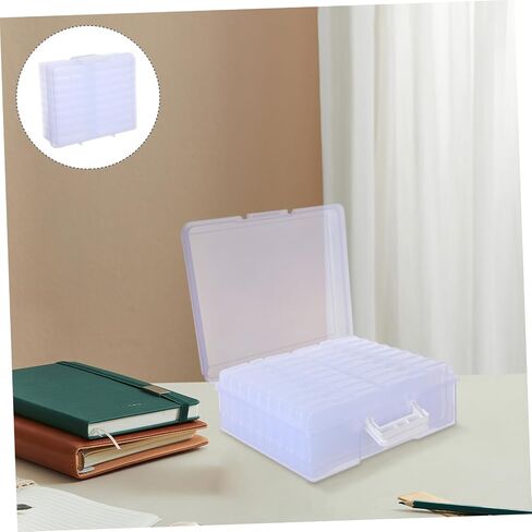 PRETYZOOM Photo Storage Box with 18 Inner Dividers Plastic Organizer Case for 4" X 6" Photos Suitable for Craft and Card Organization in Kuwait