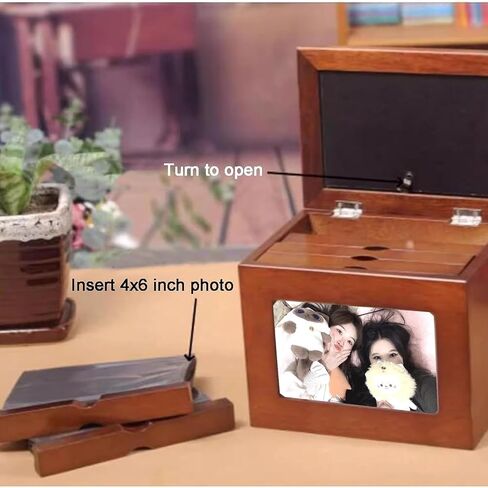 Wooden Photo Cube Album Box with 5 Pull-Out Albums, 6x4 Inch DIY Photo Storage Organizer, Holds 100 Photos, Decorative Photo Frame Box for Home Decor in Saudi Arabia