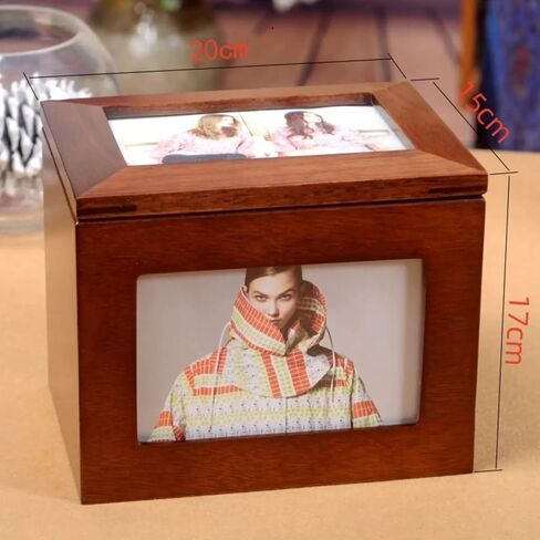 Wooden Photo Cube Album Box with 5 Pull-Out Albums, 6x4 Inch DIY Photo Storage Organizer, Holds 100 Photos, Decorative Photo Frame Box for Home Decor in Saudi Arabia