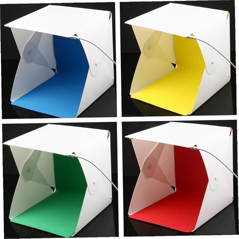 PRETYZOOM Portable 20cm LED Light Box Tent with Folding Softbox, Mini Photography Studio with 4 Color Backdrops for Product and Jewelry Shooting in Kuwait