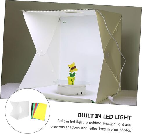 Homoyoyo Mini Folding LED Photo Studio Light Box with Double Light Strips, 6 Colored Backdrops, 30cm Portable Photography Tent for Product Shooting in Kuwait
