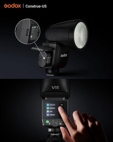 Godox V1mid O TTL Flash for Olympus Panasonic, V1 mid AK-R1 Accessories Kit | 2.4G HSS Touchscreen, 1.7s Recycle Time 650 Full Power Pops, USB-C Charging Battery, Modeling Lamp for Street Photography in Kuwait