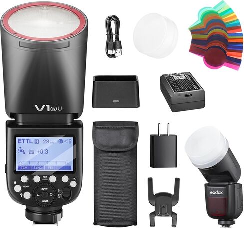 Godox V1O V1 O Round Head Speedlite for Olympus TTL Hot Shoe Flash 2.4G X Wireless HSS 1/8000s 2980mAh Lithium Battery LED Modeling Lamp Shot Speedlight with Tri-Color Diffuser for Olympus(USA Red 1 in Saudi Arabia