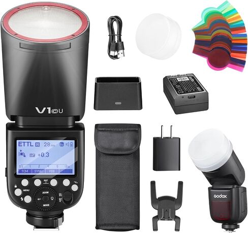 Godox V1O V1 O Round Head Speedlite for Olympus TTL Hot Shoe Flash 2.4G X Wireless HSS 1/8000s 2980mAh Lithium Battery LED Modeling Lamp Shot Speedlight with Tri-Color Diffuser for Olympus(USA Red 1 in Saudi Arabia