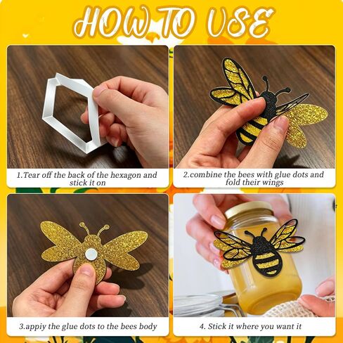 24 Pcs Honey Bee Honeycomb Decorations, 4 Inch Acrylic Hexagon Honeycomb with 3D Bee and Sunflower Wall Backdrop Decor, Beehive Themed Sign for Baby Shower DIY Birthday Party Decor in Kuwait