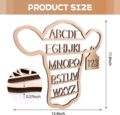 Nichake Western Nursery Wall Decor Neutral Cow Alphabet Wall Art | 3D Cut ABC Letters Signs,Boho Wall Decor for Nursery, Bedroom, Playroom,and Kids Room in Kuwait