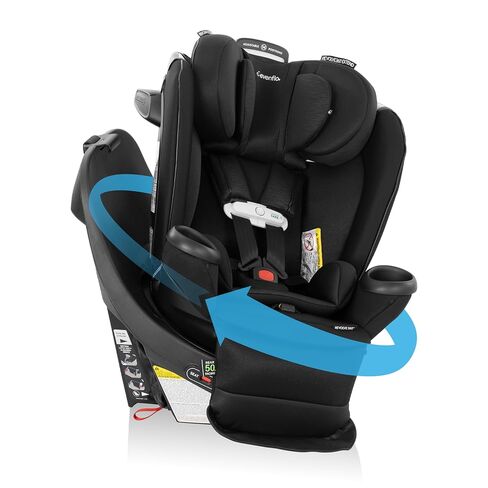 Evenflo Revolve360 Extend All-in-One Rotational Convertible Car Seat | w/ SensorSafe Technology, Rear-Facing, Forward-Facing, Highback Booster Mode, Infant - 12 Years (Onyx Black) in Kuwait