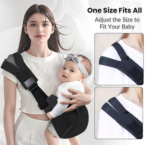 Baby Sling Carrier, Toddler Carrier, Adjustable Portable Ergonomic Support Lightweight Breathable Cotton Single Shoulder Hip Seat Carrier for Walks, Shopping, Park & Family Outings, Washable, Corduroy in Kuwait