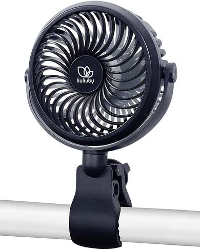 liuliuby Baby Stroller Fan with Clip | Clip On Fan for Baby Car Seat | Portable & Rechargeable with Durable Clamp | Stroller Accessories | Small Cooling USB Chargeable Battery (Jet Black) in Kuwait