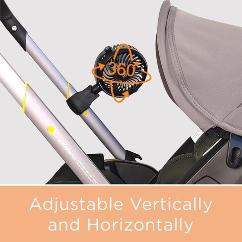 liuliuby Baby Stroller Fan with Clip | Clip On Fan for Baby Car Seat | Portable & Rechargeable with Durable Clamp | Stroller Accessories | Small Cooling USB Chargeable Battery (Jet Black) in Kuwait