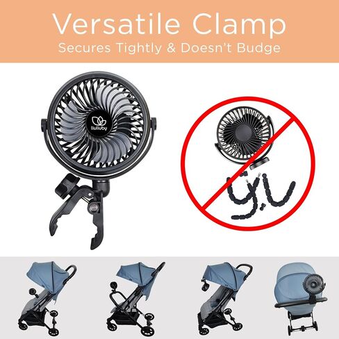 liuliuby Baby Stroller Fan with Clip | Clip On Fan for Baby Car Seat | Portable & Rechargeable with Durable Clamp | Stroller Accessories | Small Cooling USB Chargeable Battery (Jet Black) in Kuwait