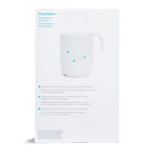 Munchkin Precision Baby Bottle Warmer for Breastmilk, Formula, Food Jars, and Sterilizing Small Parts - Compatible with All Bottle Brands, Glass, Silicone & Plastic, Digital Display, White (Plug-in) in Kuwait