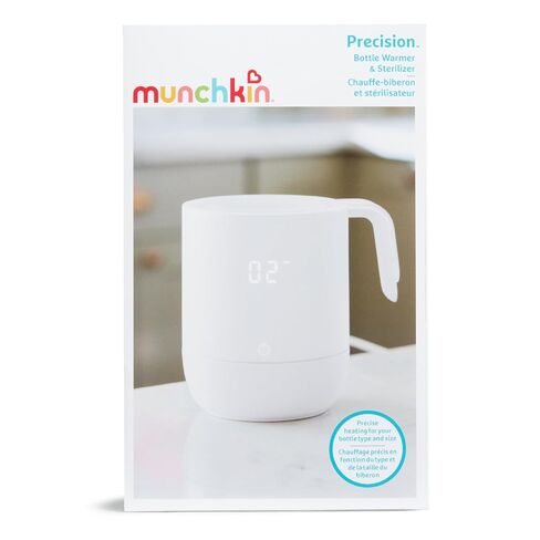 Munchkin Precision Baby Bottle Warmer for Breastmilk, Formula, Food Jars, and Sterilizing Small Parts - Compatible with All Bottle Brands, Glass, Silicone & Plastic, Digital Display, White (Plug-in) in Kuwait