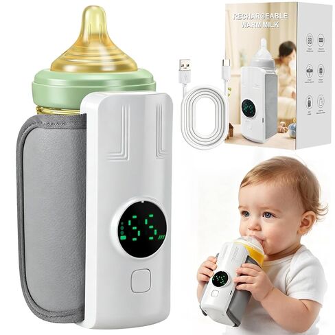 Portable Battery-Powered Baby Bottle Warmer with Temperature Display, Travel-Friendly Milk Warmer for On-the-Go Feeding in Kuwait